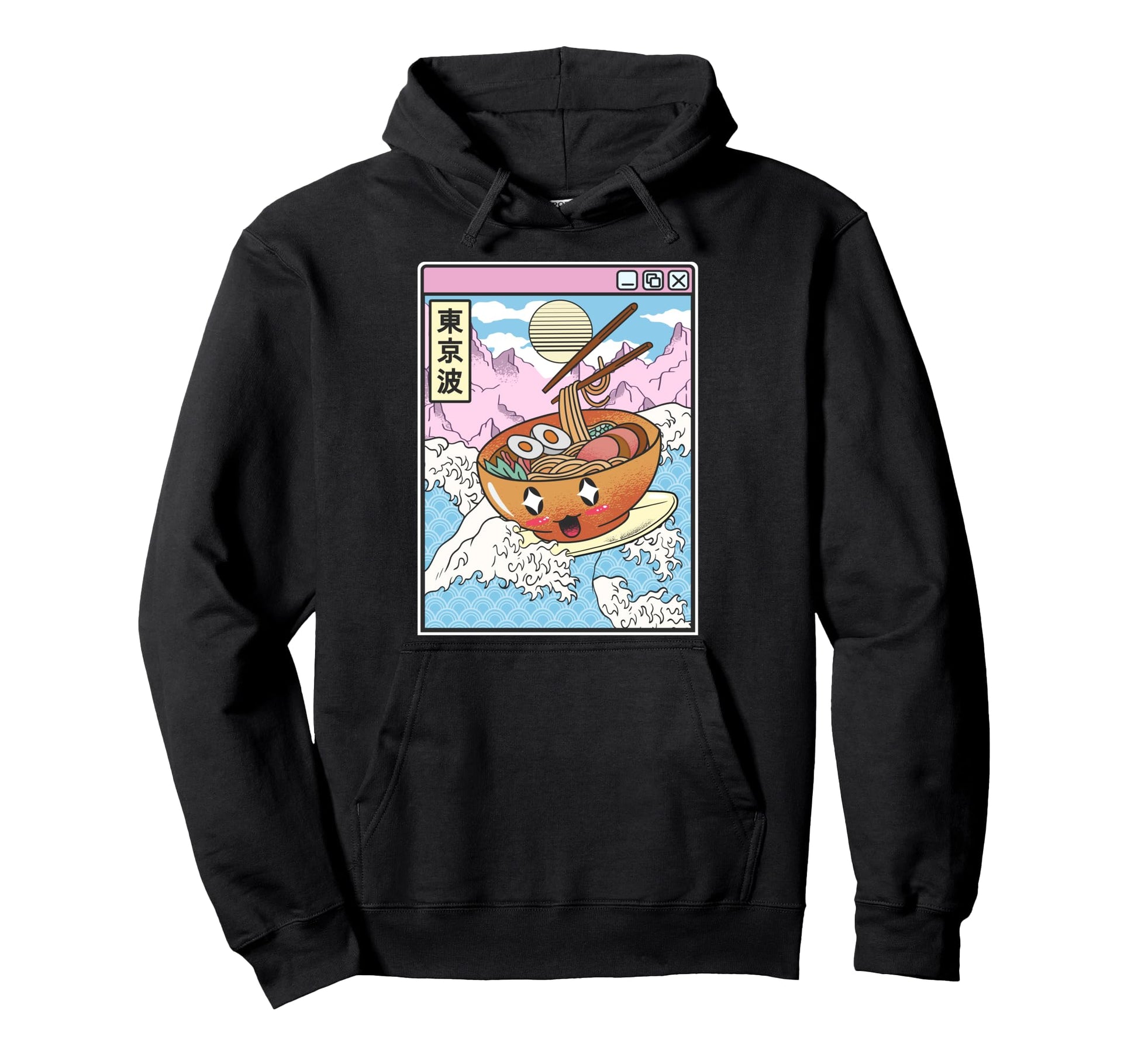 Surfing Ramen Bowl Japanese Wave Anime Hoodie - Trendy Graphic Men Women - T-Shirt, Sweatshirt, Hoodie