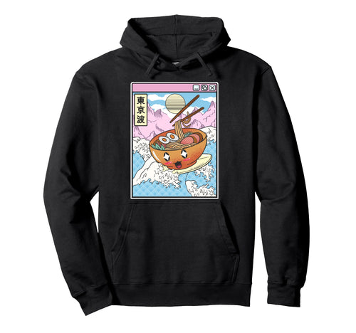 Surfing Ramen Bowl Japanese Wave Anime Hoodie - Trendy Graphic Men Women - T-Shirt, Sweatshirt, Hoodie