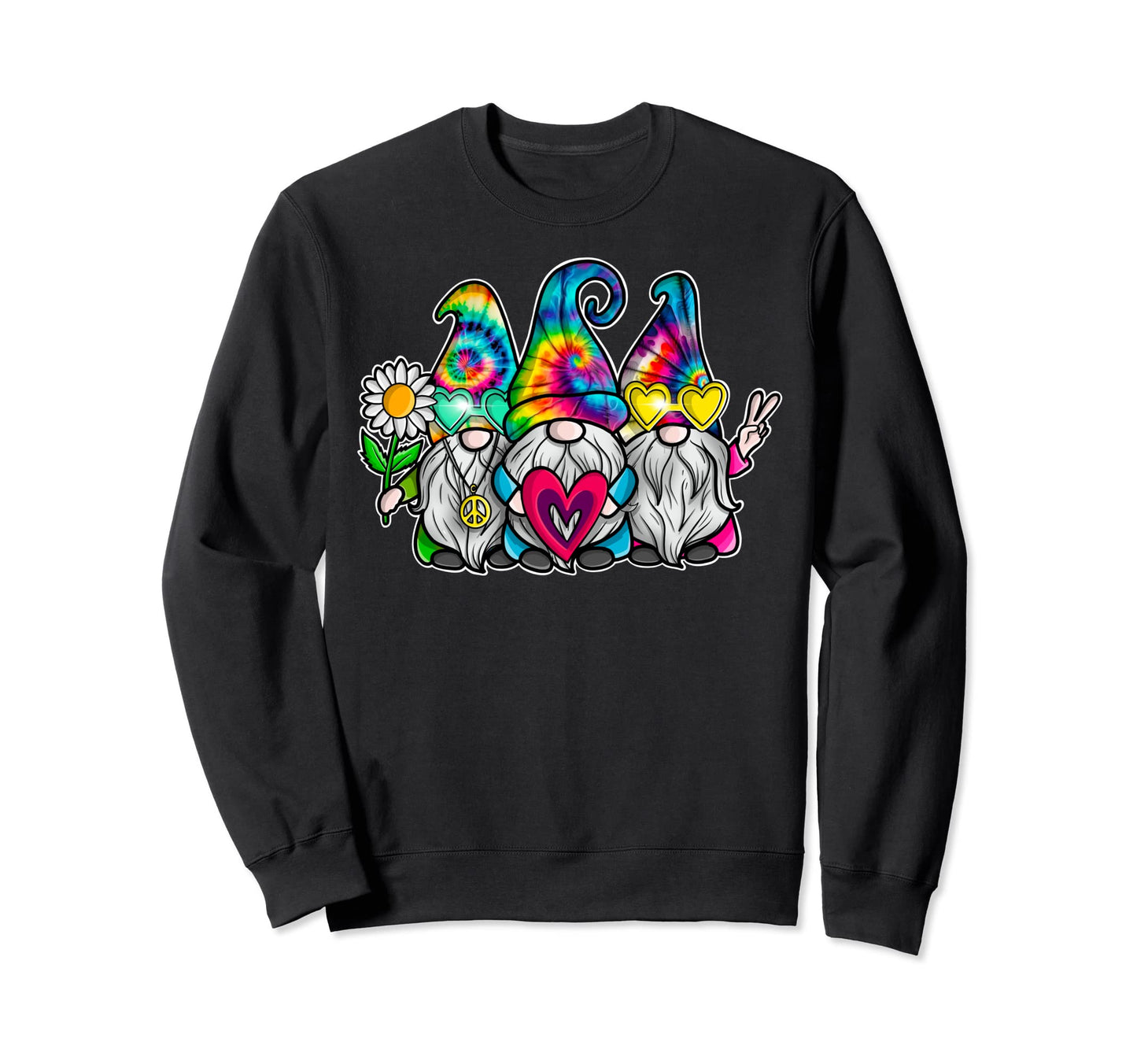 Three Hippie Gnomes Groovy Tie Dye Sweatshirt - Custom Art Print Men Women - T-Shirt, Sweatshirt, Hoodie