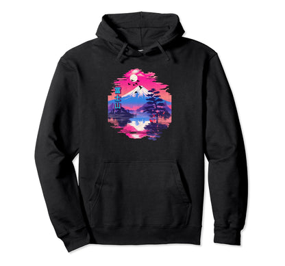 Mt Fuji Japan Flying Birds Hoodie - Fun Novelty Design for Adults - T-Shirt, Sweatshirt, Hoodie