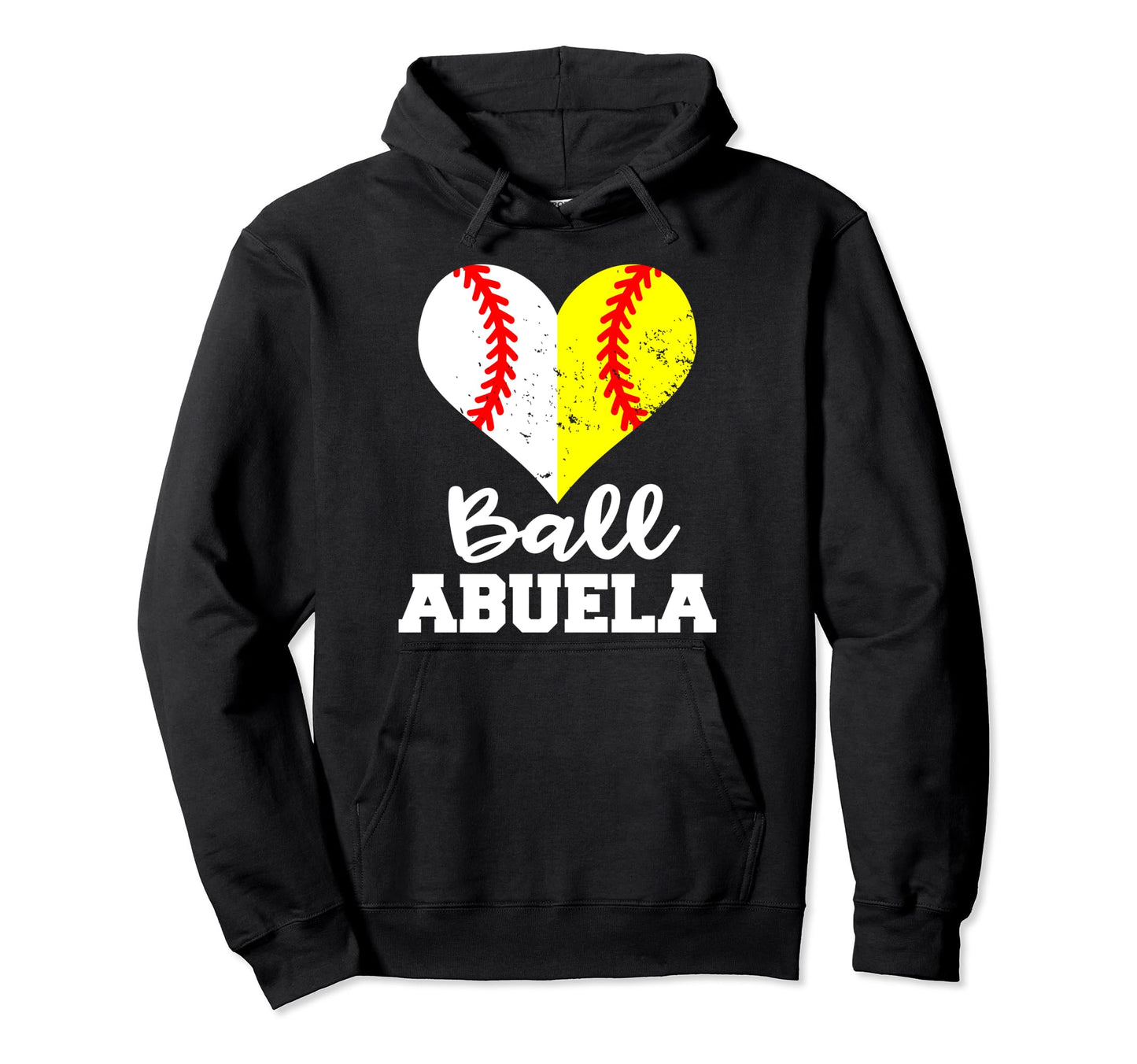Ball Abuela Heart Funny Baseball Softball Hoodie - Custom Art Print Unisex - T-Shirt, Sweatshirt, Hoodie
