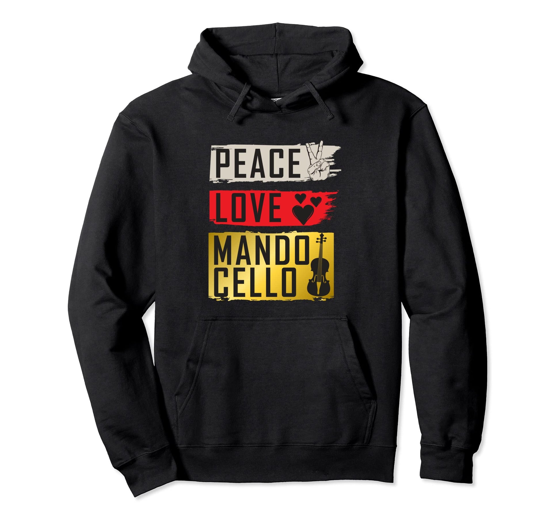 Peace Love Mandocello Instrument Music Hoodie - Novelty Apparel Men Women - T-Shirt, Sweatshirt, Hoodie