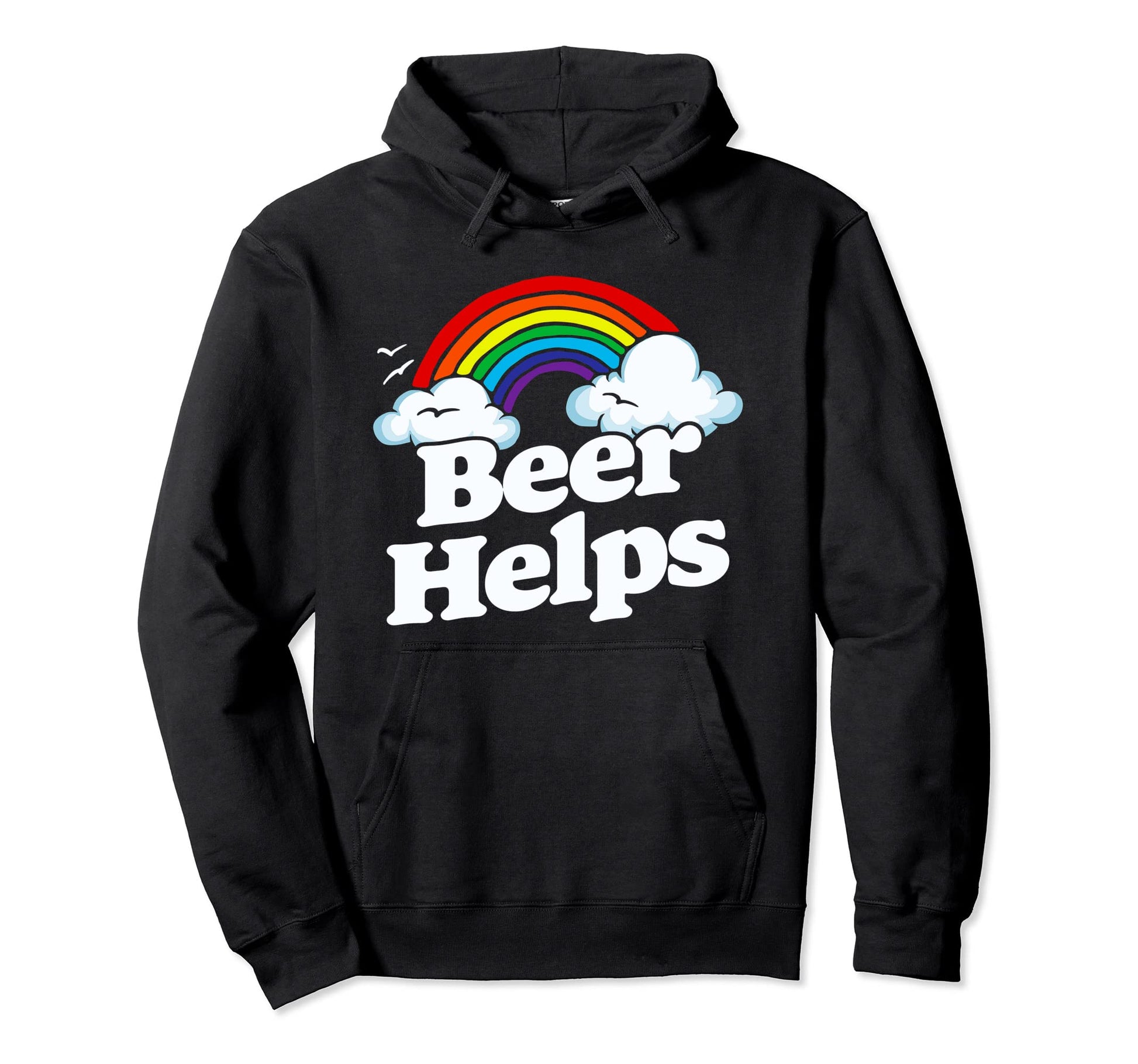 Beer Helps Funny 80S Rainbow Hoodie - Custom Art Print for Adults - T-Shirt, Sweatshirt, Hoodie