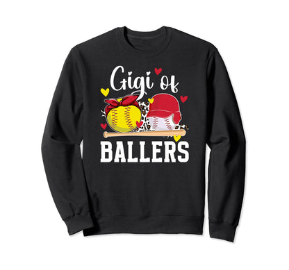 Gigi Ballers Leopard Softball Sweatshirt - Unique Graphic Men Women - T-Shirt, Sweatshirt, Hoodie