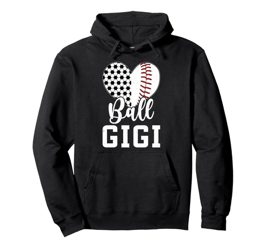 Ball Gigi Grandma Heart Baseball Soccer Hoodie - Trendy Graphic Men Women - T-Shirt, Sweatshirt, Hoodie