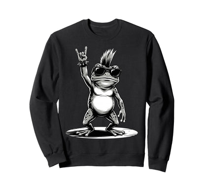 Funny Frog Loving Rock And Roll Sweatshirt - Unique Graphic for Adults - T-Shirt, Sweatshirt, Hoodie