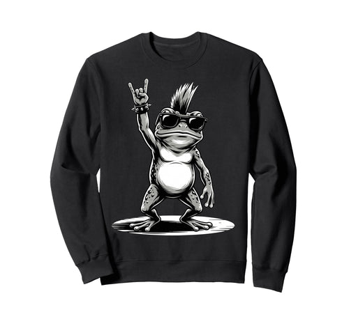 Funny Frog Loving Rock And Roll Sweatshirt - Unique Graphic for Adults - T-Shirt, Sweatshirt, Hoodie