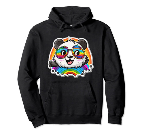 Hippie Panda Rainbow Kawaii Hippie Panda Hoodie - Novelty Apparel Unisex - T-Shirt, Sweatshirt, Hoodie