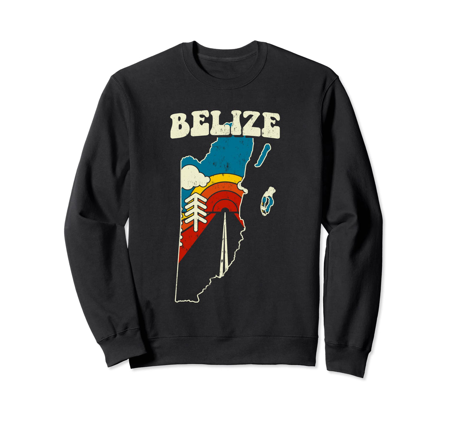 Belize Belizian Country Rainbow 70S Sweatshirt - Minimalist Print Unisex - T-Shirt, Sweatshirt, Hoodie