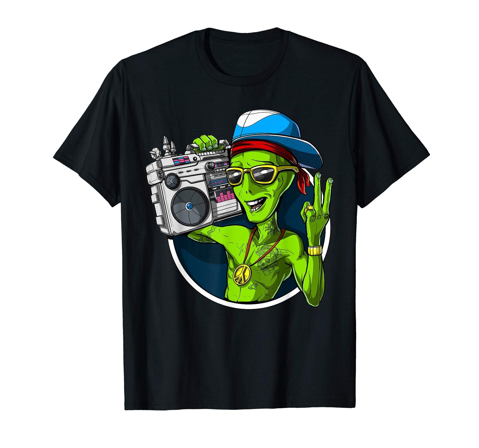 Space Alien Old School Boombox Hip Hop T-Shirt - Trendy Graphic Men Women - T-Shirt, Sweatshirt, Hoodie
