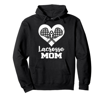 Lacrosse Mom Heart Funny Crossed Hoodie - Custom Art Print for Adults - T-Shirt, Sweatshirt, Hoodie