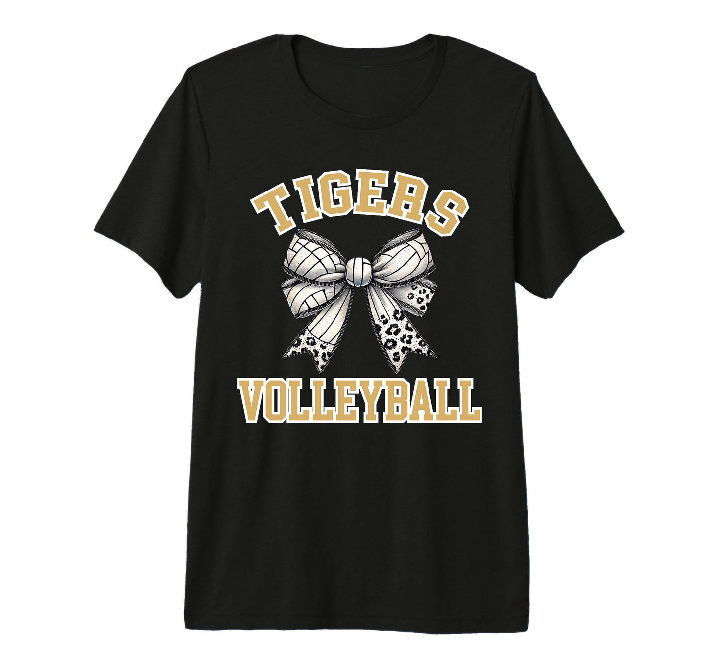 Gold Tigers Volleyball Coquette Bow Game T-Shirt - Novelty Apparel Unisex - T-Shirt, Sweatshirt, Hoodie