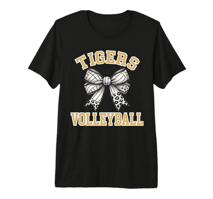 Gold Tigers Volleyball Coquette Bow Game T-Shirt - Novelty Apparel Unisex - T-Shirt, Sweatshirt, Hoodie