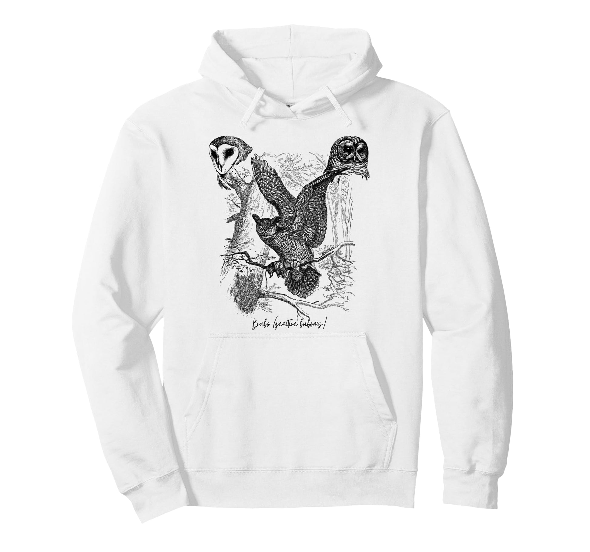 Owl Illustration Bird Lovers Nature Hoodie - Unique Graphic Men Women - T-Shirt, Sweatshirt, Hoodie