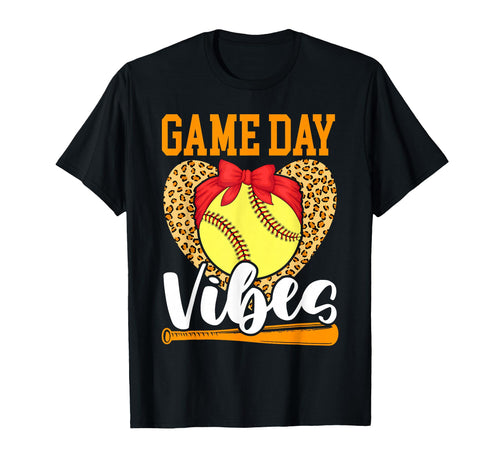 Softball Game Day Vibes Leopard T-Shirt - Fun Novelty Design for Adults - T-Shirt, Sweatshirt, Hoodie