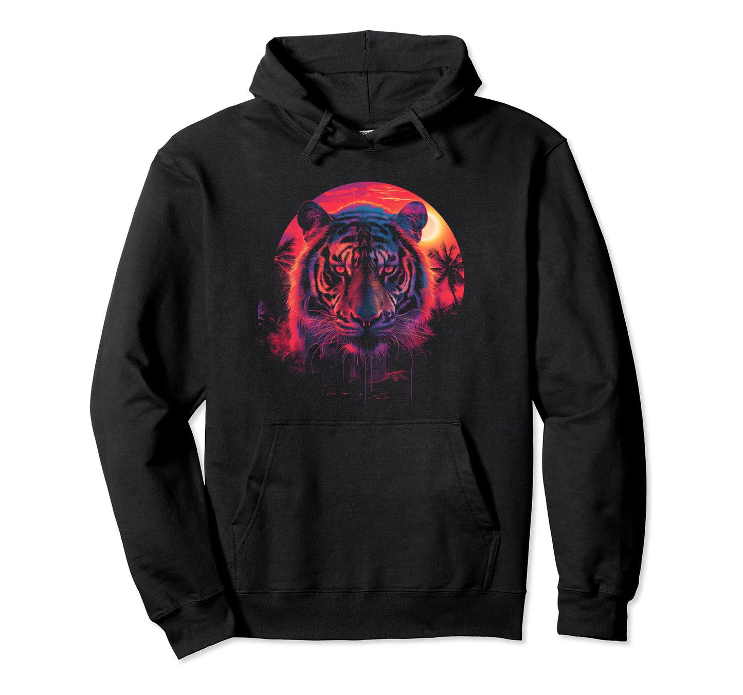 Tiger Vaporwave Aesthetic Synthwave Hoodie - Casual Everyday Wear Unisex - T-Shirt, Sweatshirt, Hoodie