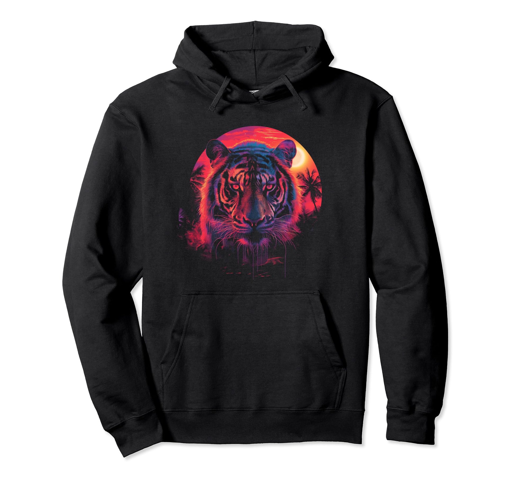 Tiger Vaporwave Aesthetic Synthwave Hoodie - Casual Everyday Wear Unisex - T-Shirt, Sweatshirt, Hoodie