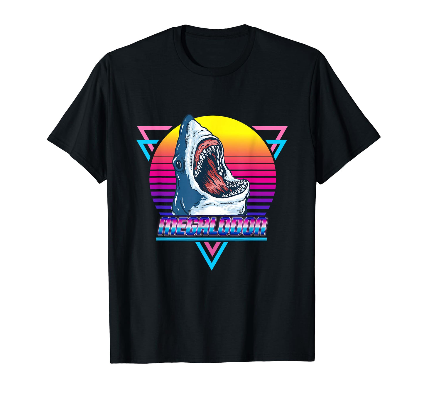 Megalodon Shark Lover Synthwave T-Shirt - Aesthetic Graphic Men Women - T-Shirt, Sweatshirt, Hoodie