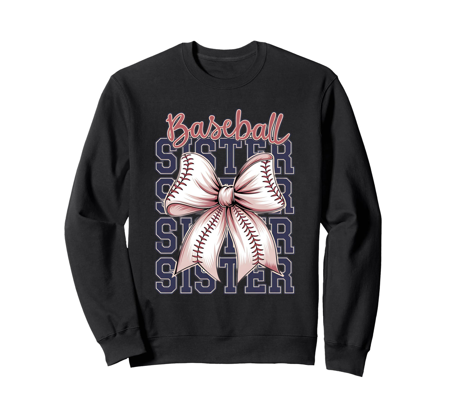 Baseball Sister Coquette Bow Sweatshirt - Fun Novelty Design for Adults - T-Shirt, Sweatshirt, Hoodie