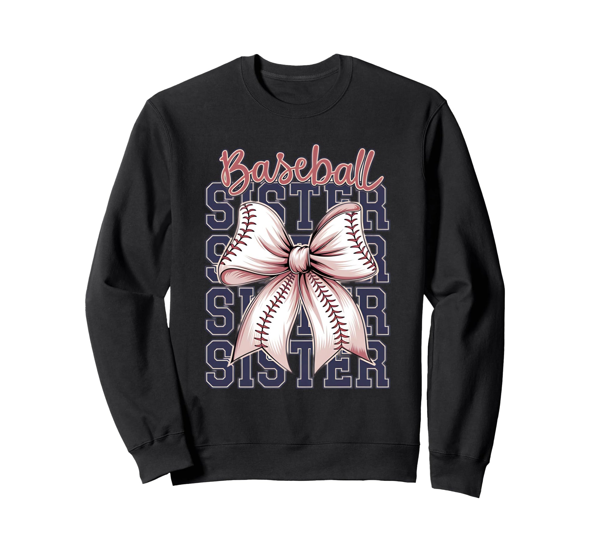 Baseball Sister Coquette Bow Sweatshirt - Fun Novelty Design for Adults - T-Shirt, Sweatshirt, Hoodie