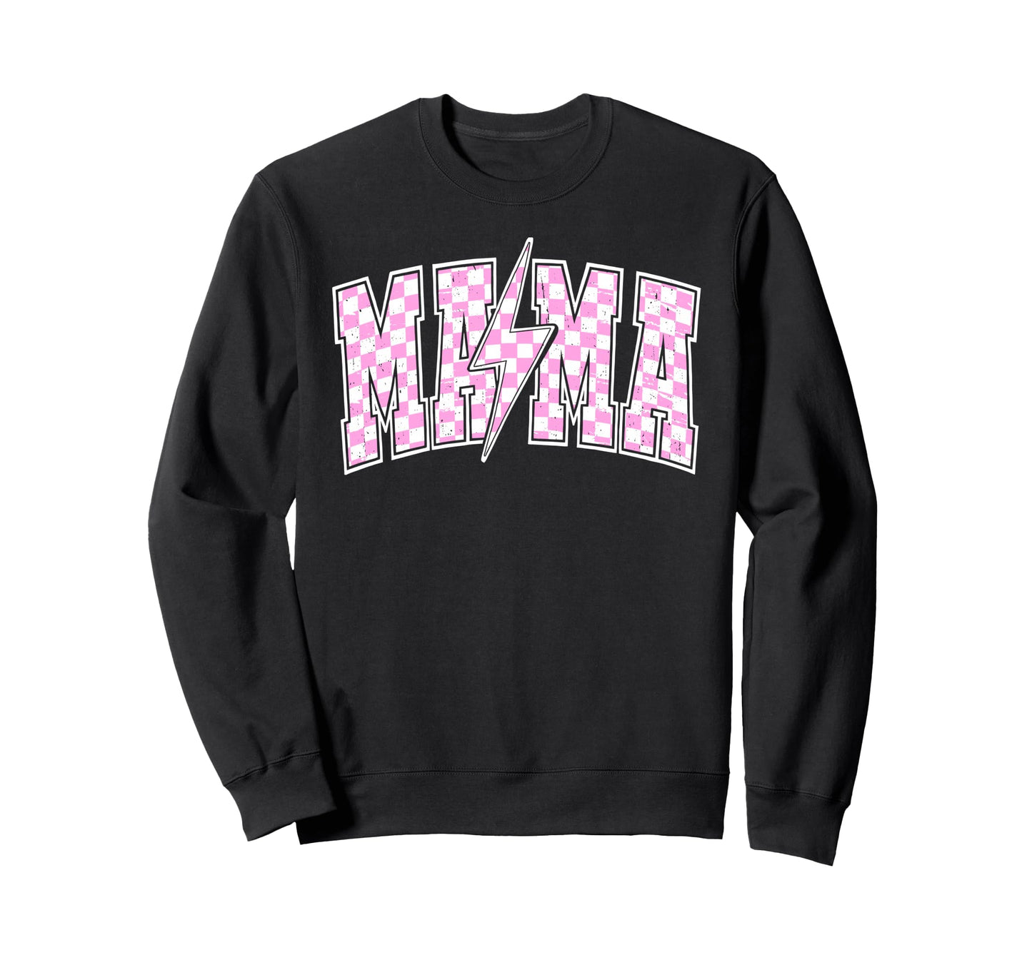 Mama Lightning Bolt Checkered Sweatshirt - Trendy Graphic for Adults - T-Shirt, Sweatshirt, Hoodie