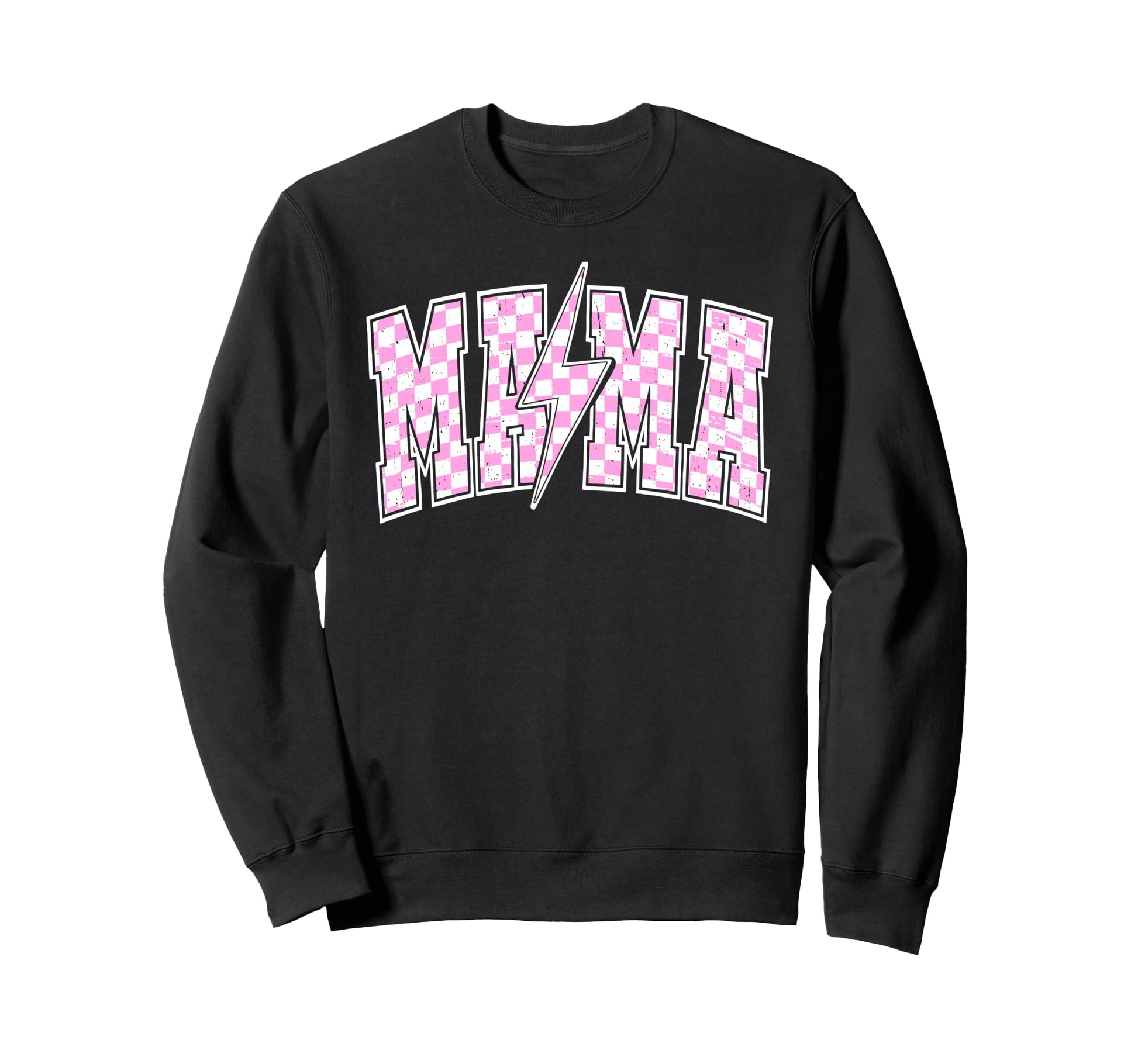 Mama Lightning Bolt Checkered Sweatshirt - Trendy Graphic for Adults - T-Shirt, Sweatshirt, Hoodie