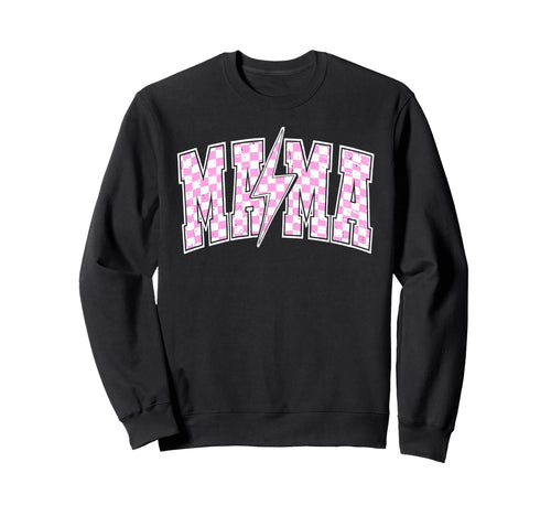 Mama Lightning Bolt Checkered Sweatshirt - Trendy Graphic for Adults - T-Shirt, Sweatshirt, Hoodie