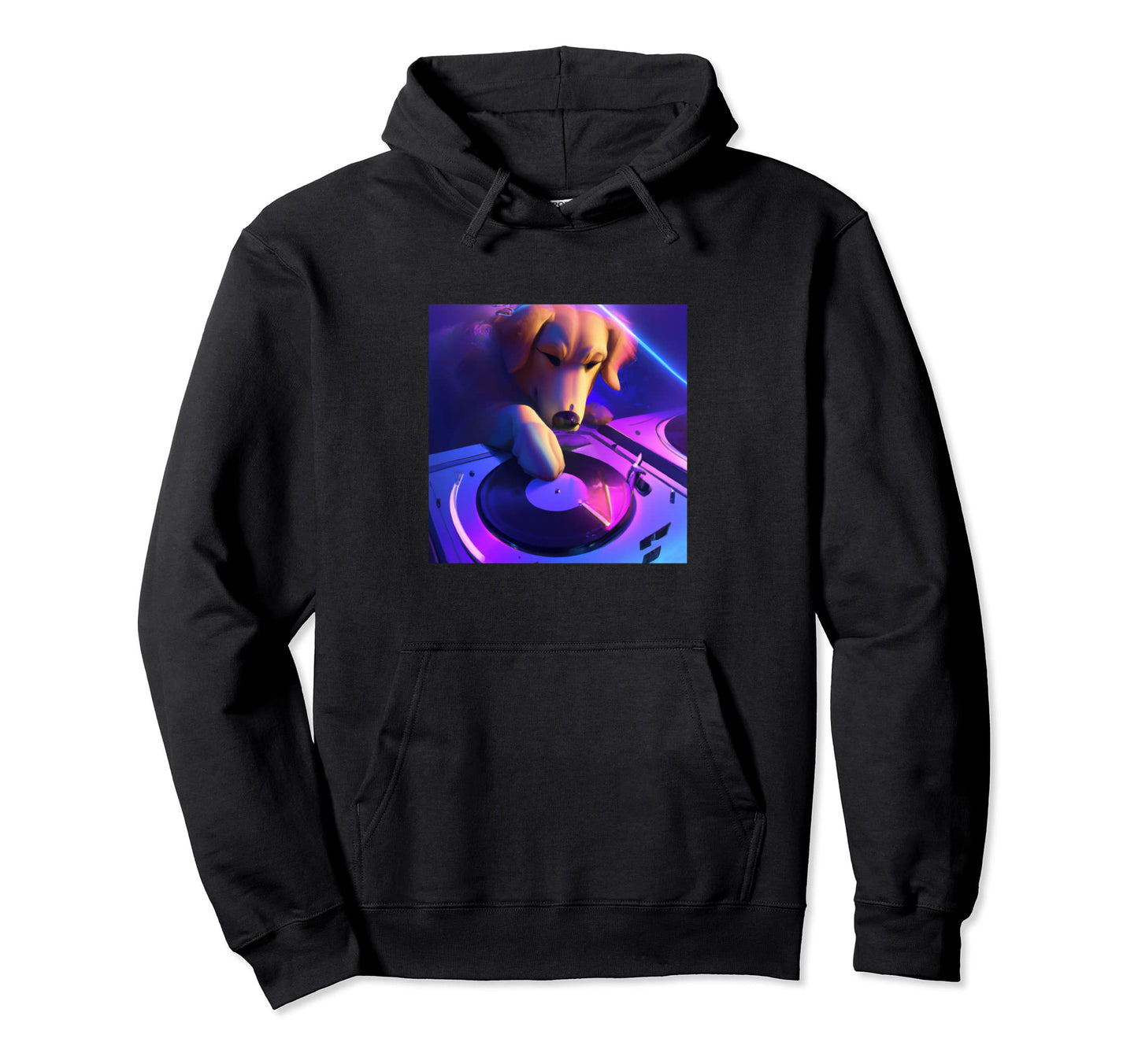 Golden Retriever Vaporwave Dj Dog Hoodie - Minimalist Print for Adults - T-Shirt, Sweatshirt, Hoodie