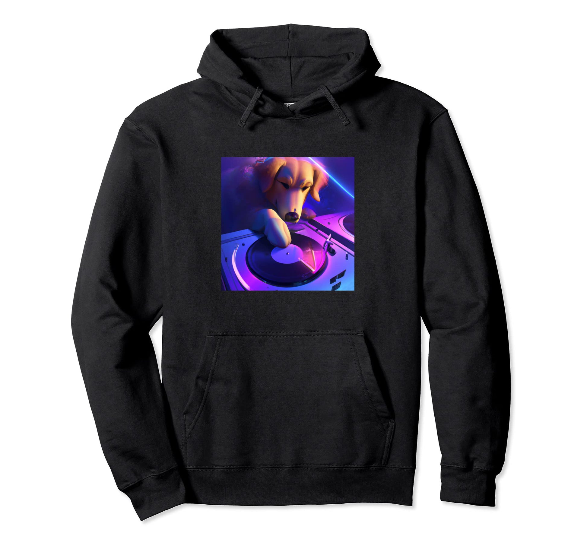 Golden Retriever Vaporwave Dj Dog Hoodie - Minimalist Print for Adults - T-Shirt, Sweatshirt, Hoodie