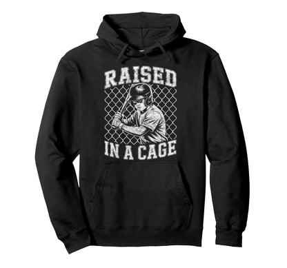 Funny Baseball Player Joke Raised Cage Hoodie - Unique Graphic for Adults - T-Shirt, Sweatshirt, Hoodie