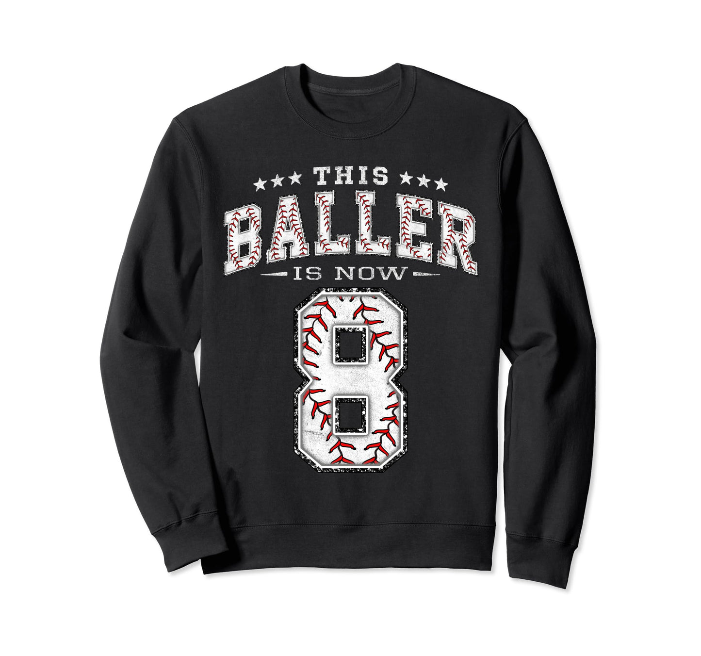 8 Years Old Birthday Baseball Theme Sweatshirt - Graphic Print for Adults - T-Shirt, Sweatshirt, Hoodie