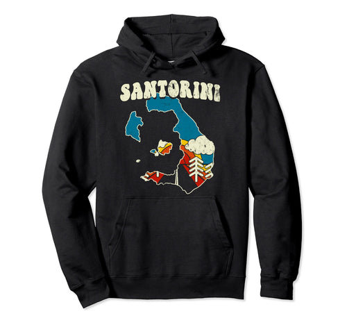 Santorini Greece Greek Island Rainbow 70S Hoodie - Custom Art Print Unisex - T-Shirt, Sweatshirt, Hoodie