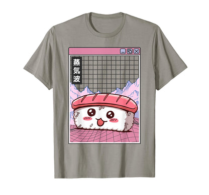 Sushi Kawaii Grid Vaporwave T-Shirt - Custom Art Print for Adults - T-Shirt, Sweatshirt, Hoodie