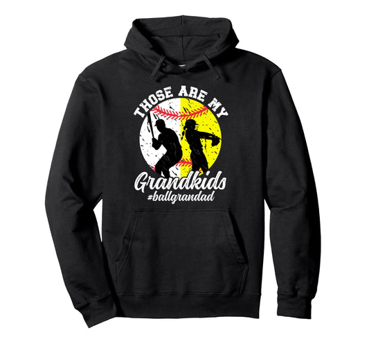 Ball Grandad Proud Baseball Softball Hoodie - Trendy Graphic Unisex - T-Shirt, Sweatshirt, Hoodie