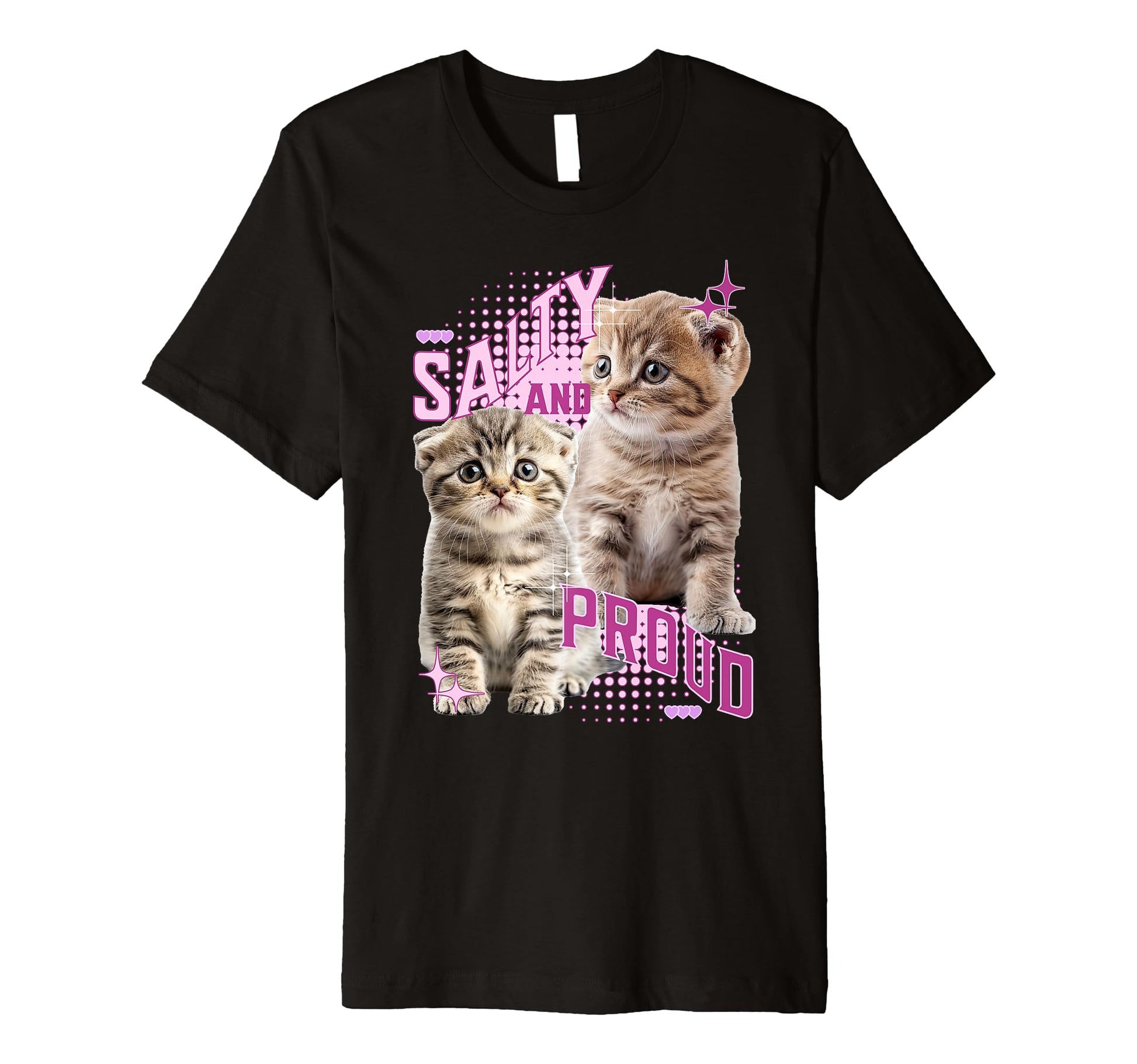 Salty And Proud Scottish Fold Kitten T-Shirt - Unique Graphic Men Women - T-Shirt, Sweatshirt, Hoodie