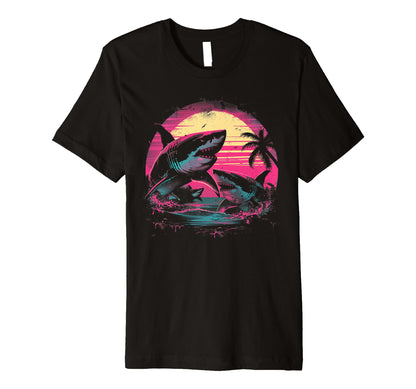 Shark Vaporwave Aesthetic Synthwave 80S 90S T-Shirt - Unique Graphic Unisex - T-Shirt, Sweatshirt, Hoodie