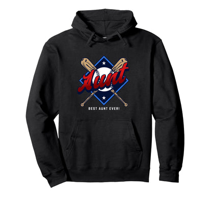 Baseball Aunt Baseball Supporter Hoodie - Fun Novelty Design for Adults - T-Shirt, Sweatshirt, Hoodie