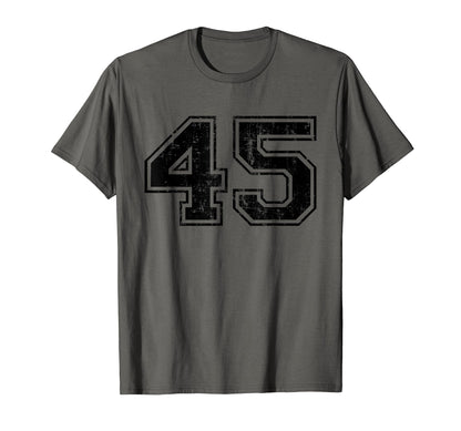 Number 45 Varsity Distressed Sport Team T-Shirt - Graphic Print Unisex - T-Shirt, Sweatshirt, Hoodie