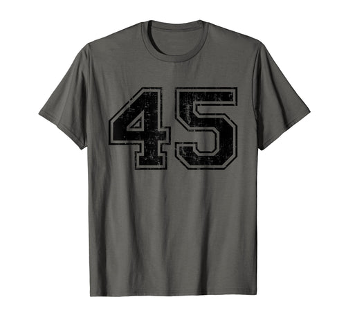 Number 45 Varsity Distressed Sport Team T-Shirt - Graphic Print Unisex - T-Shirt, Sweatshirt, Hoodie