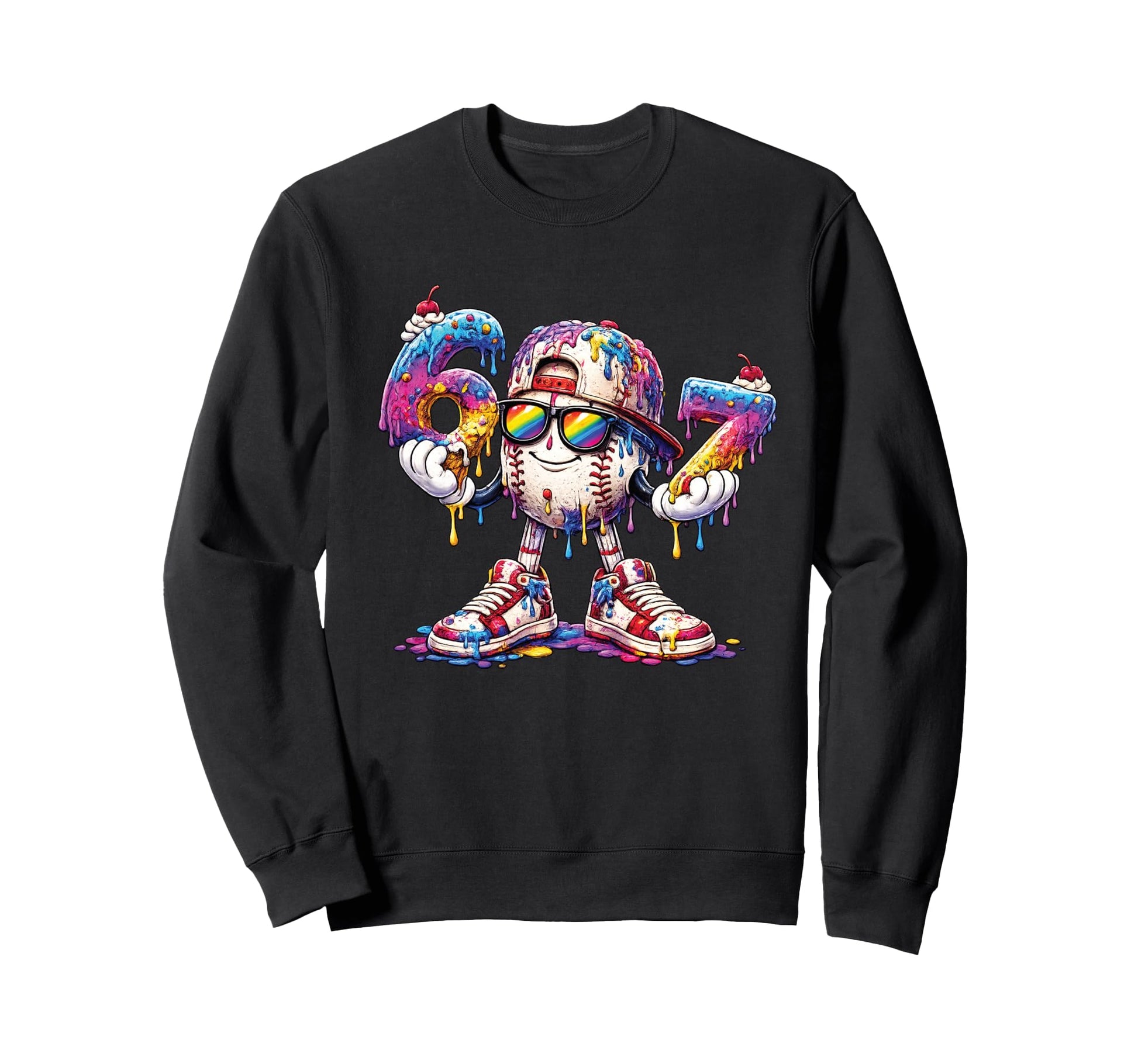 Baseball 67 Ice Cream Drip Sweatshirt - Fun Novelty Design for Adults - T-Shirt, Sweatshirt, Hoodie