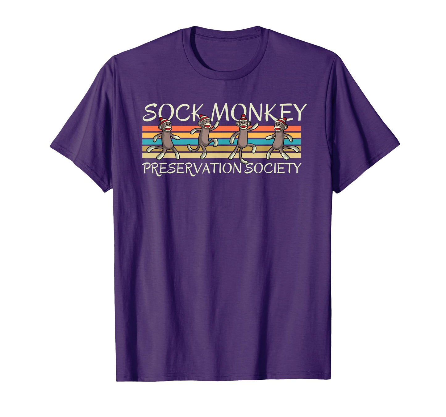 Sock Monkey Preservation Society Stripes T-Shirt - Novelty Apparel Unisex - T-Shirt, Sweatshirt, Hoodie
