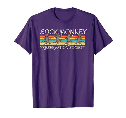 Sock Monkey Preservation Society Stripes T-Shirt - Novelty Apparel Unisex - T-Shirt, Sweatshirt, Hoodie