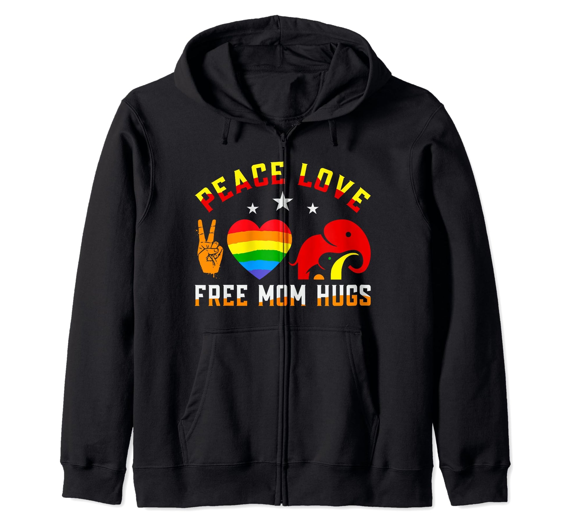 Peace Love Free Mom Hugs Rainbow Gift Sweatshirt - Unique Graphic Unisex - T-Shirt, Sweatshirt, Hoodie