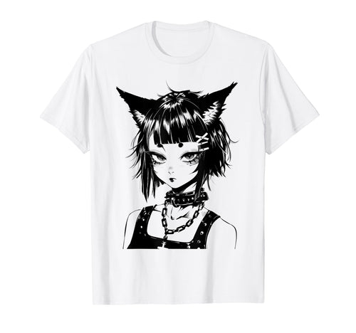 Cat Anime Manga Goth Alternative Y2K T-Shirt - Streetwear Style for Adults - T-Shirt, Sweatshirt, Hoodie