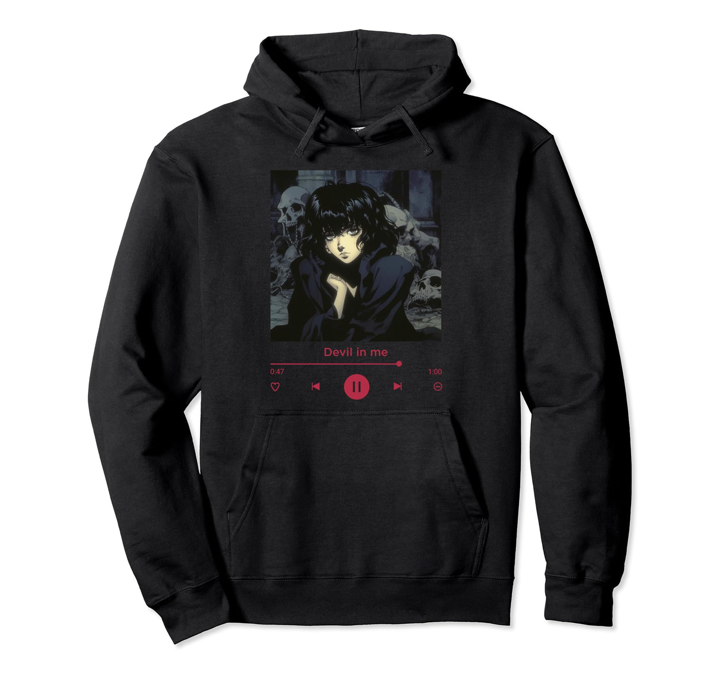 Dark Anime Lover Music Eyes Grunge Goth Hoodie - Graphic Print for Adults - T-Shirt, Sweatshirt, Hoodie