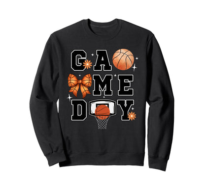 Basketball Coquette Bow Game Day Sweatshirt - Graphic Print for Adults - T-Shirt, Sweatshirt, Hoodie