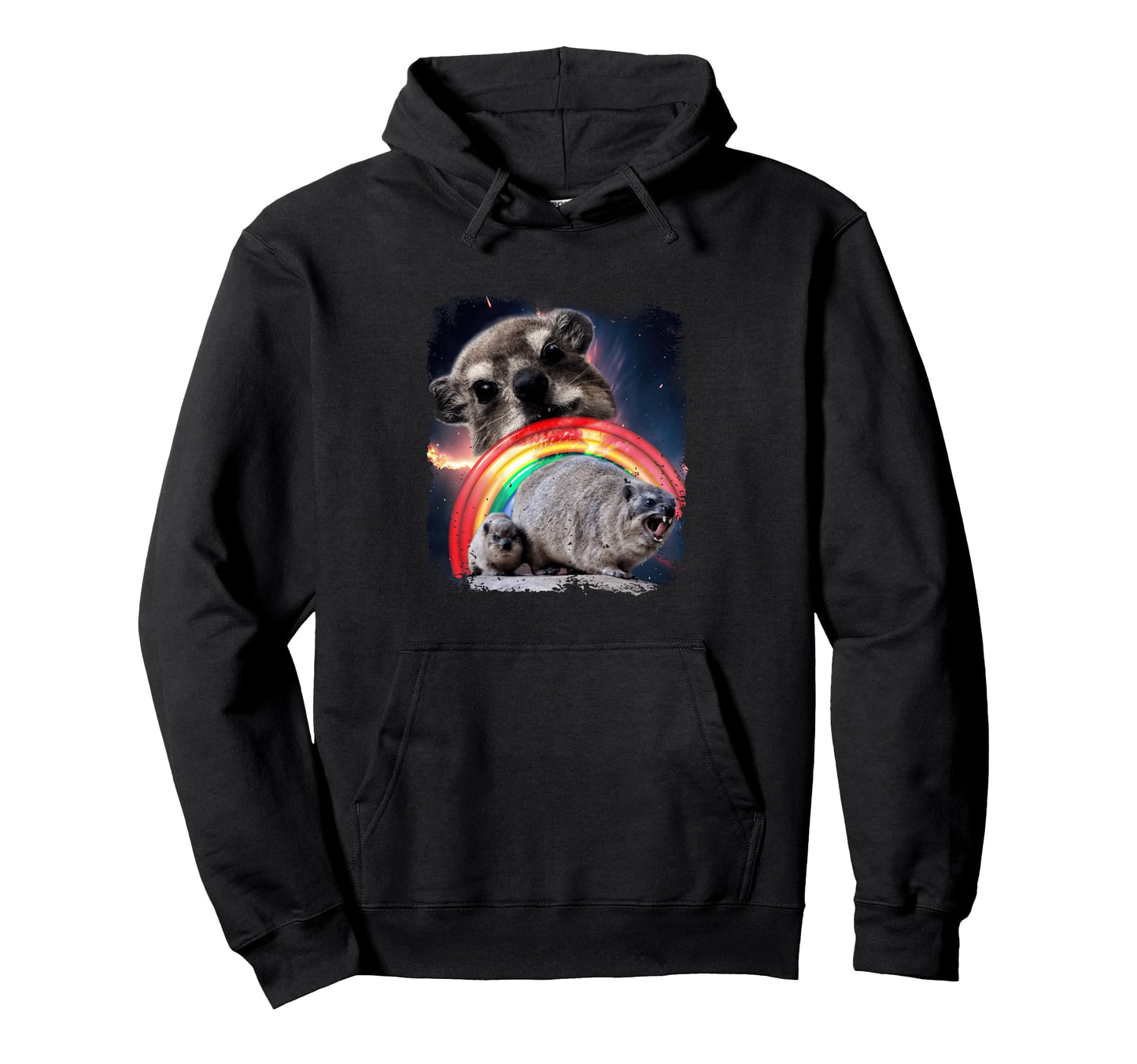Hyrax Rainbow Ugly Funny Meme Animal Hoodie - Minimalist Print Men Women - T-Shirt, Sweatshirt, Hoodie