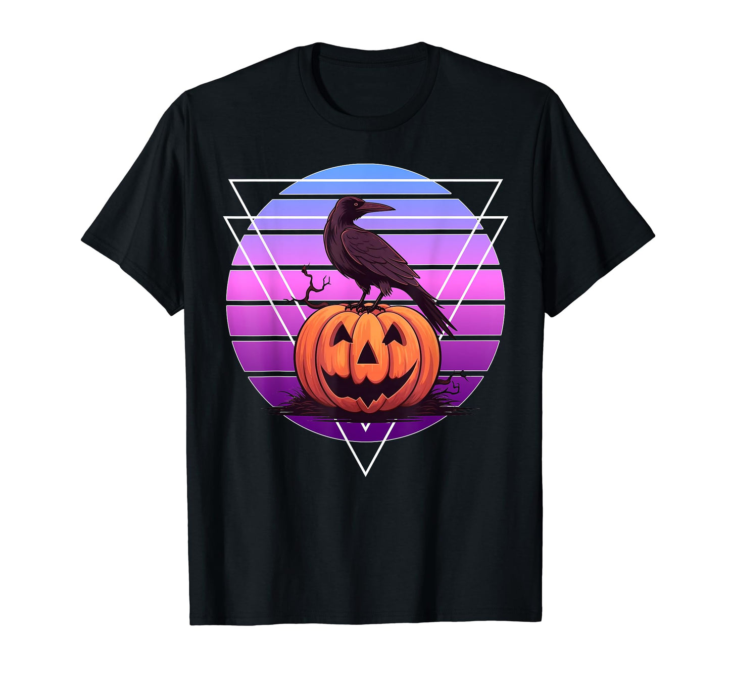 Raven Crow Pumpkin Vaporwave Halloween T-Shirt - Unique Graphic Unisex - T-Shirt, Sweatshirt, Hoodie