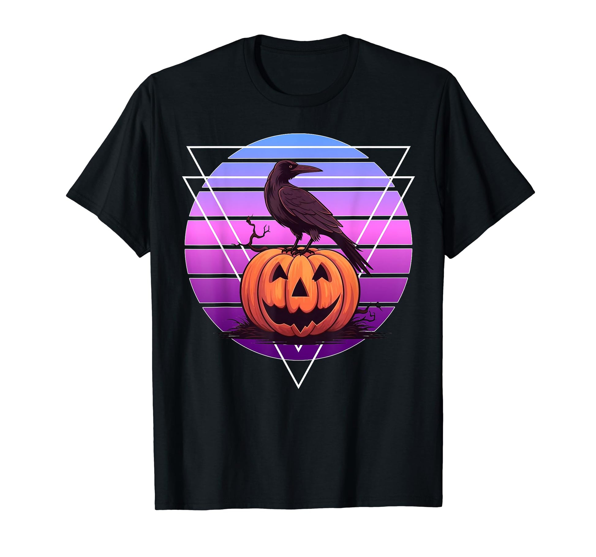 Raven Crow Pumpkin Vaporwave Halloween T-Shirt - Unique Graphic Unisex - T-Shirt, Sweatshirt, Hoodie