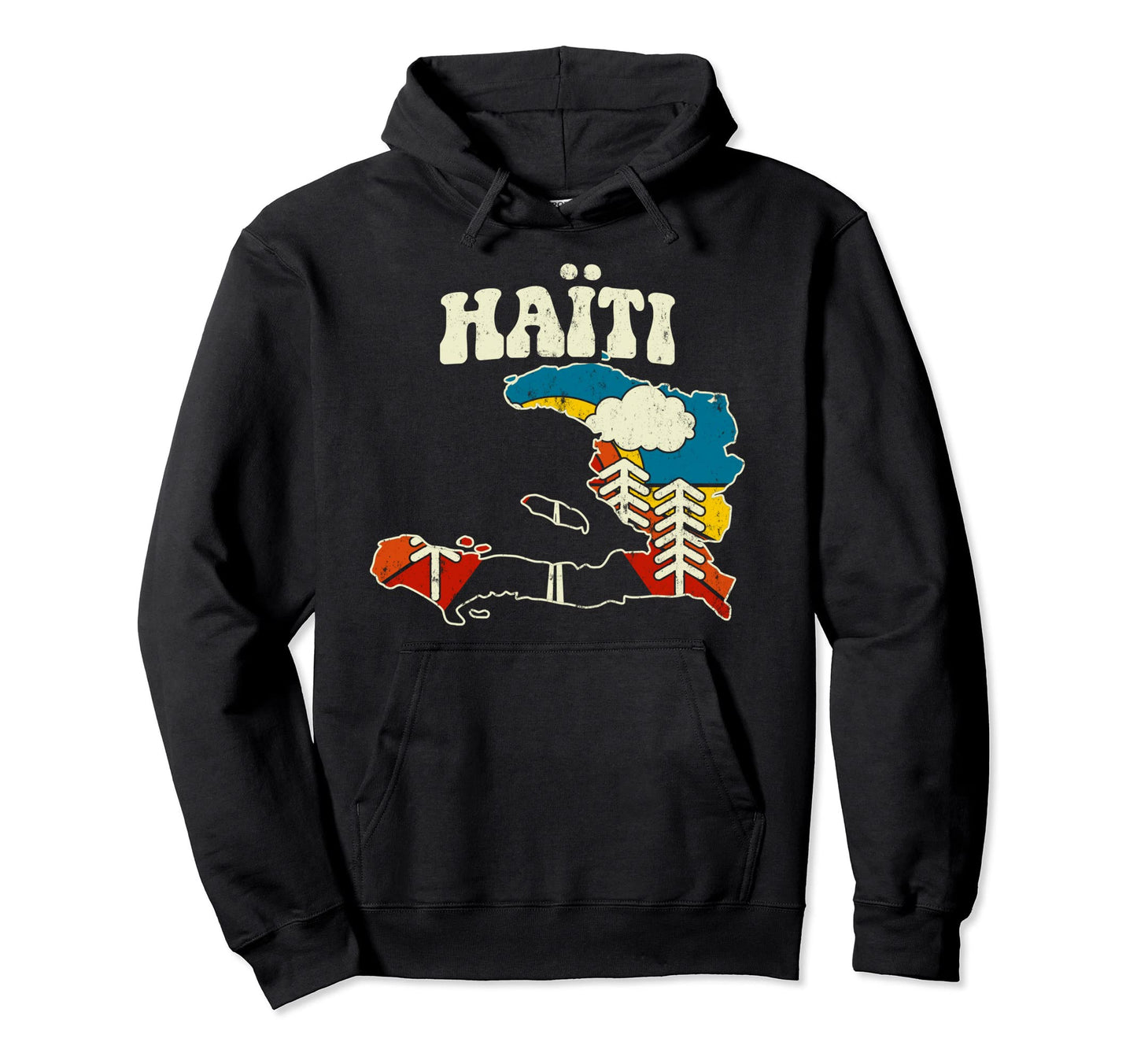 Ha Ti Haitian Country Rainbow 70S Map Hoodie - Custom Art Print Unisex - T-Shirt, Sweatshirt, Hoodie